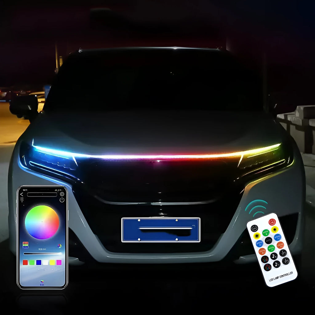 Flexible PVC LED strip light for car engine bay, available in multiple lengths and colours.