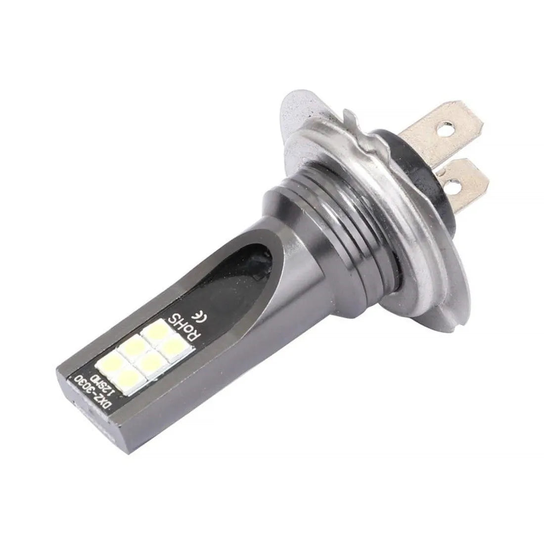 H7 socket 110W LED car fog light with 12 SMD LEDs and white aluminium housing.