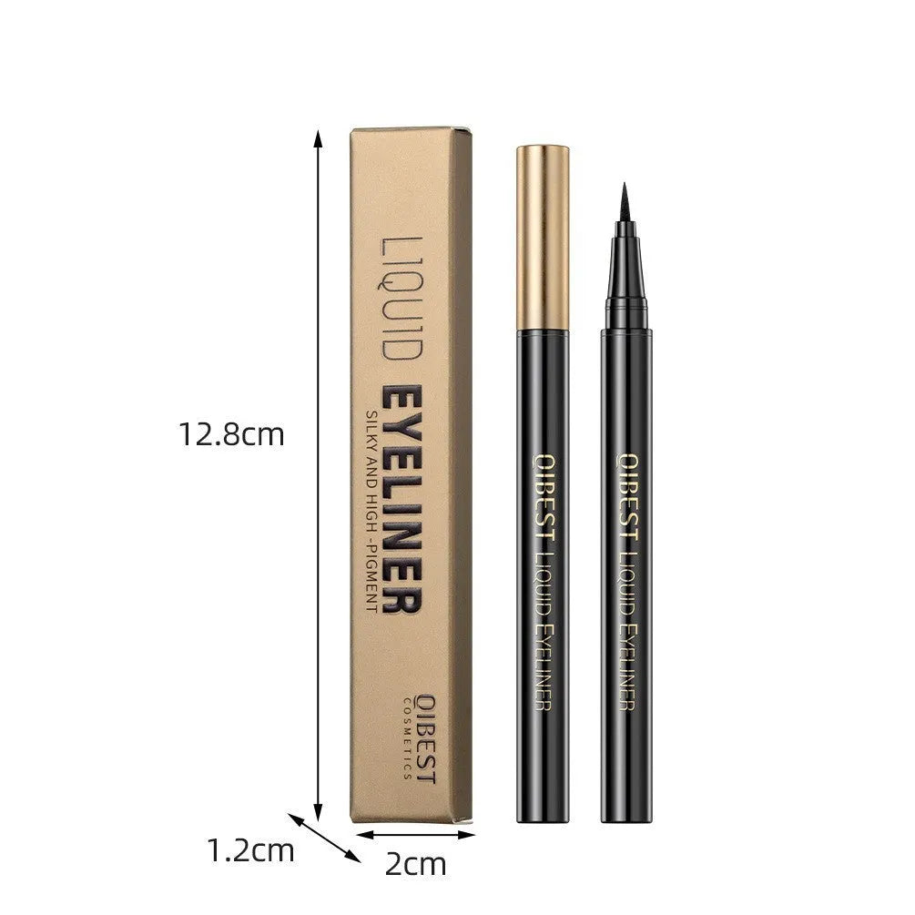 Black liquid eyeliner pen with felt tip applicator for precise eyeliner application