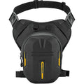 Black polyester and TPU waterproof motorcycle leg bag for men, minimalist fashion style