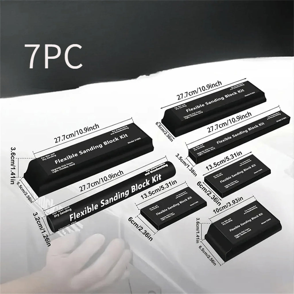 Set of seven black textured metal EVA frosted modelling blocks for miniature bases.