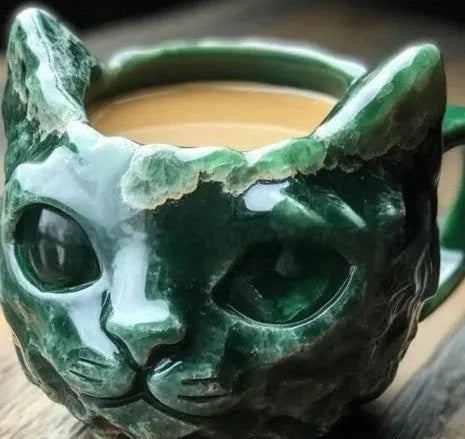Purple geode mug with crystal cat design made from synthetic resin crafts material