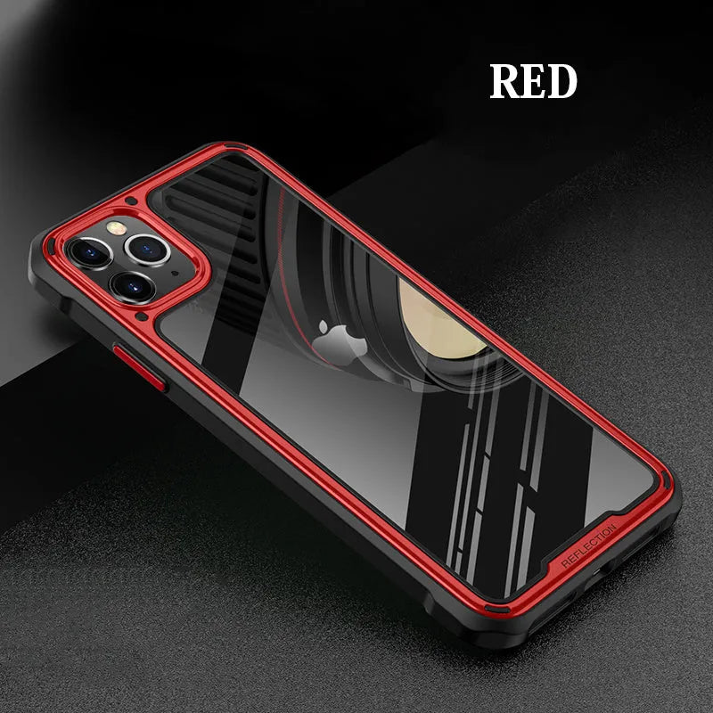 Transparent silicone mobile phone case for iPhone 11 on a table.