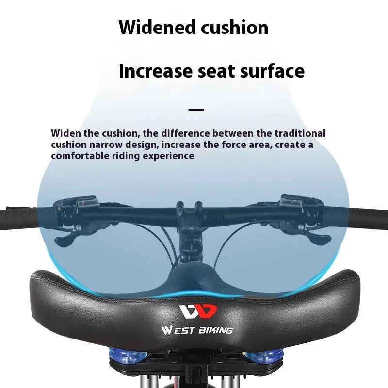 Black bicycle seat cushion with leather exterior and foam padding