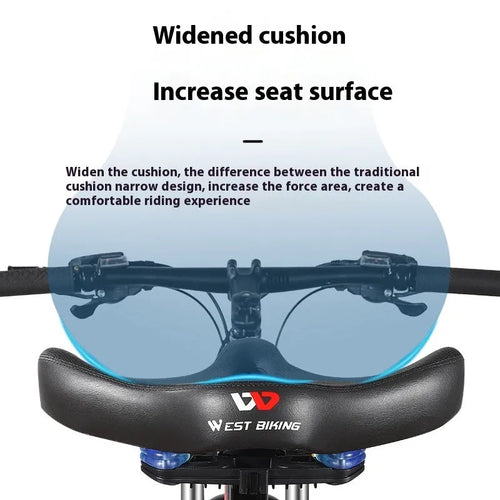 Black bicycle seat cushion with leather exterior and foam padding
