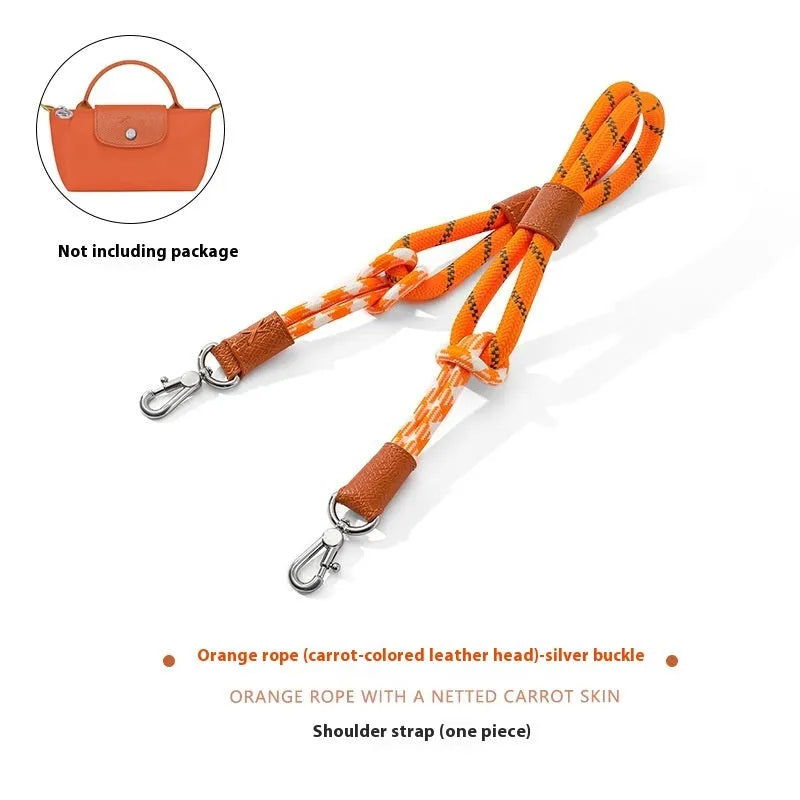 Braided nylon and cowhide leather crossbody strap with alloy buckle for bag modification