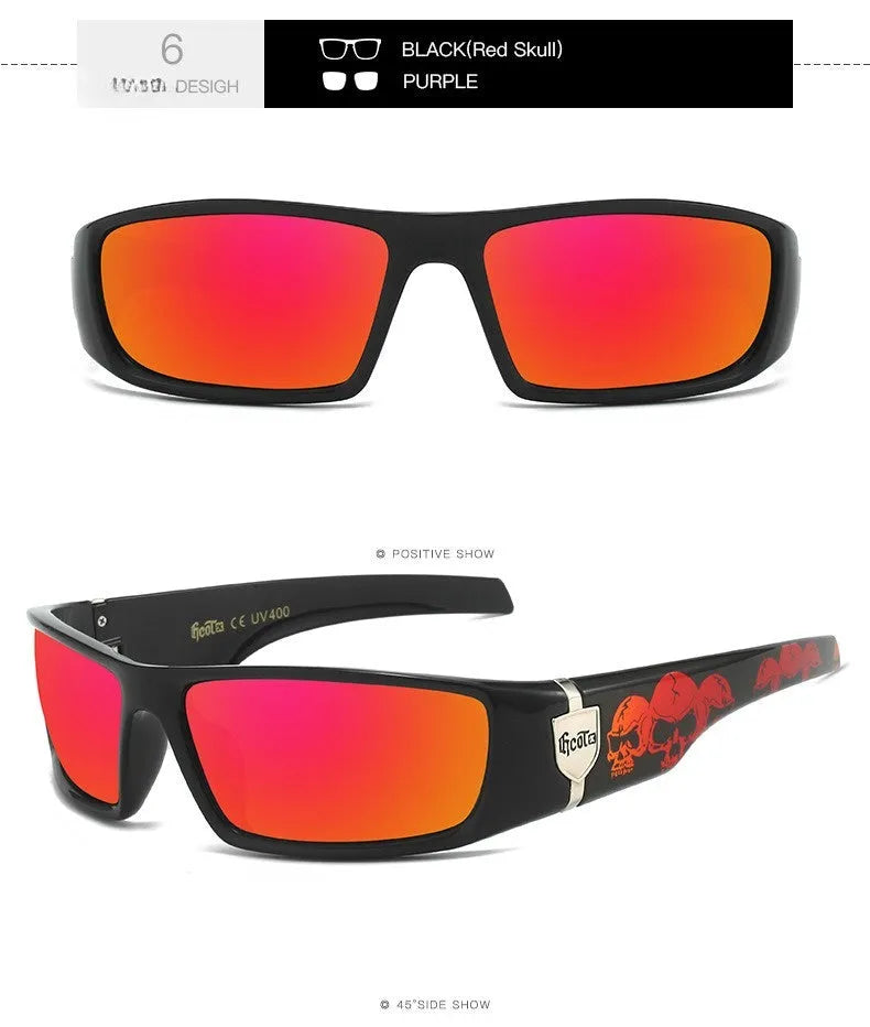 Bandit style hip hop polarized sunglasses model G613, PC lenses, box frame, available in multiple colours