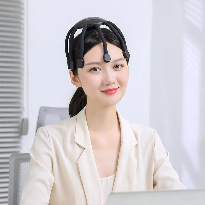 Black and white electric head massagers with multiple claws for scalp vibration massage
