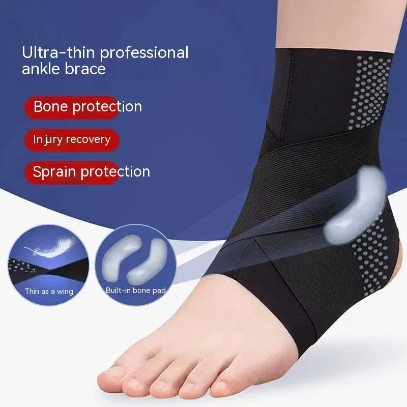 Adjustable ankle support brace in Lycra cloth with compression protection for sports and rehabilitation