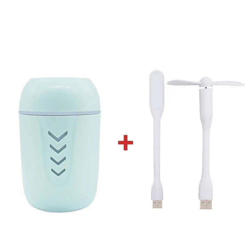 X3 portable car humidifier in columnar shape with 200ml tank, shown in blue colour