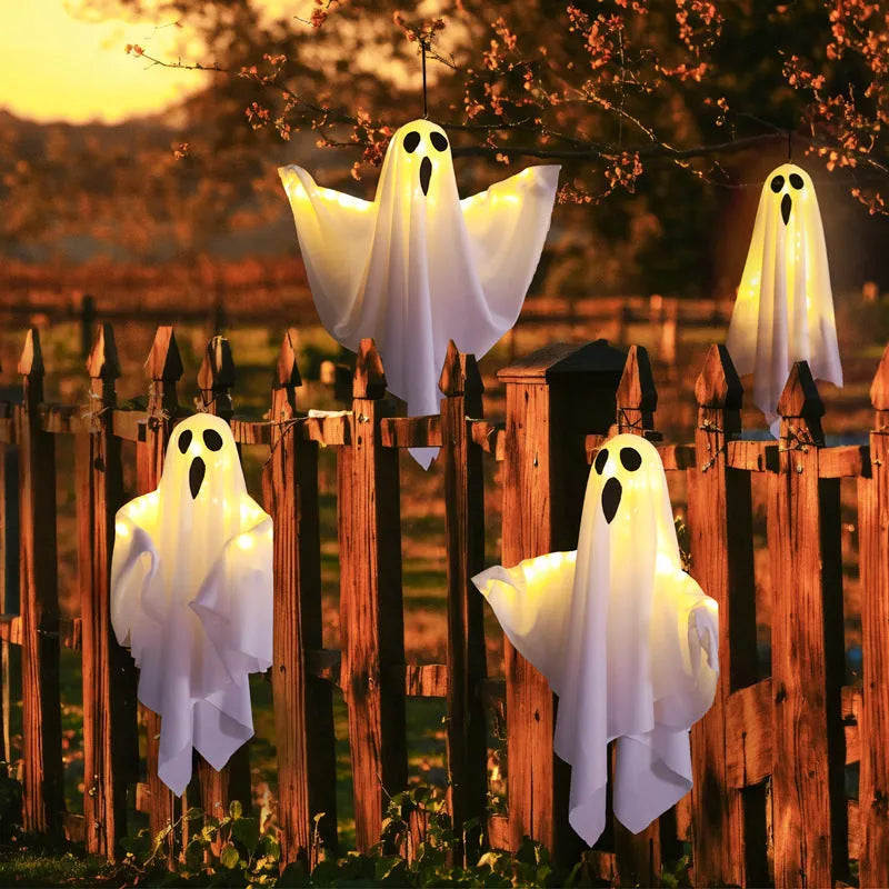 Luminous white ghost horror light with cloth construction for Halloween indoor party arrangements