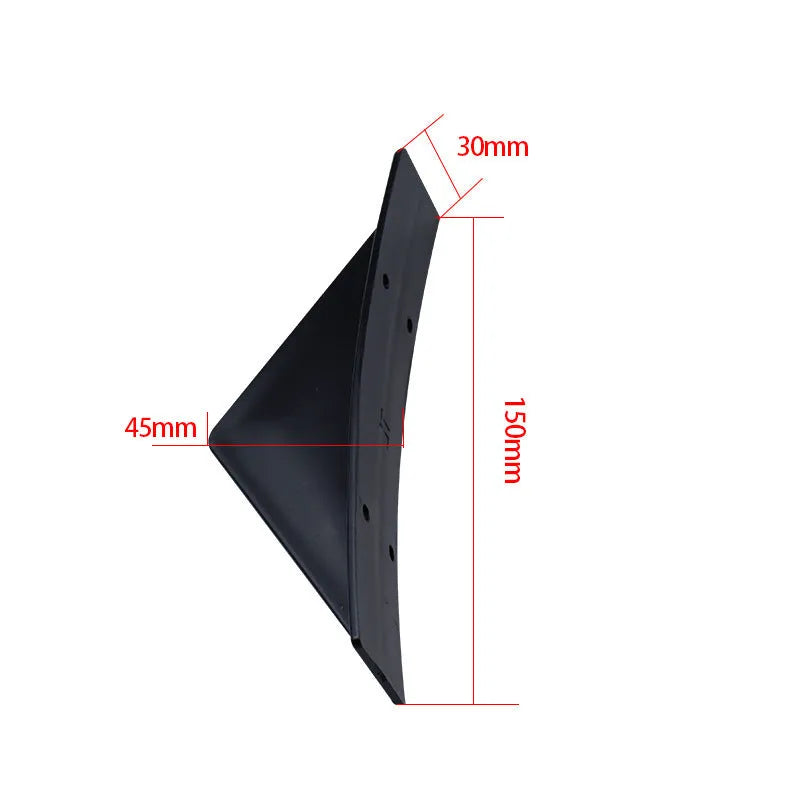 Triangular black ABS rear spoiler for cars with mounting hardware