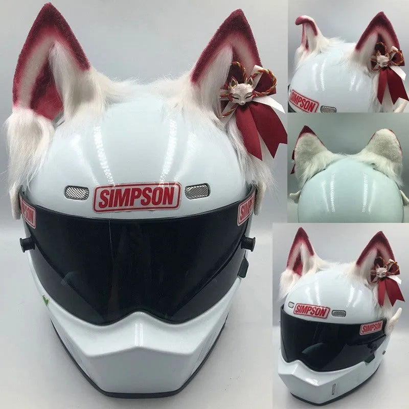 Set of ABS plastic animal ears and tail for motorcycle helmet customisation