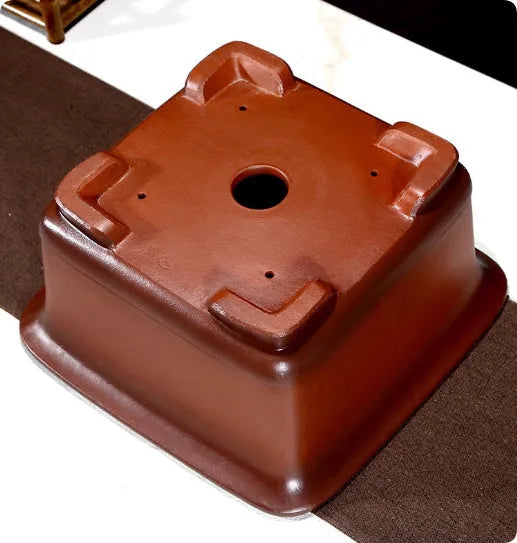 Large purple clay Chinese style flower pot for indoor plants