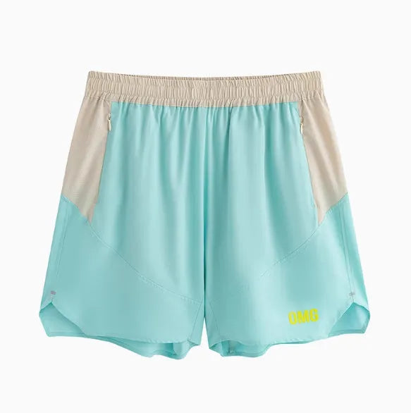Men's loose fit dark grey workout shorts with elastic lace-up waistband for weightlifting.