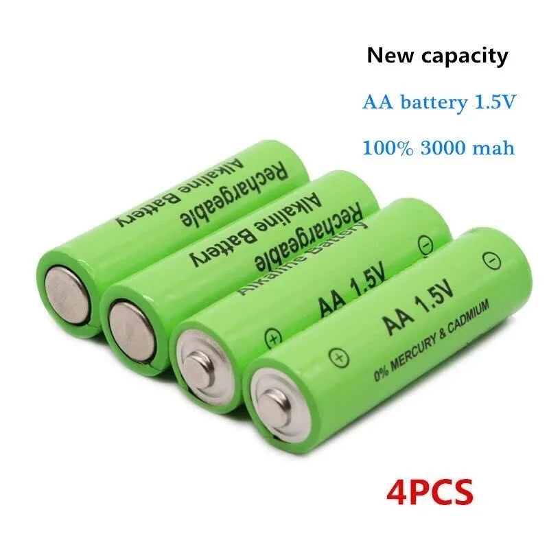 Pack of five industrial grade 3000mAh rechargeable AA batteries 1.5V