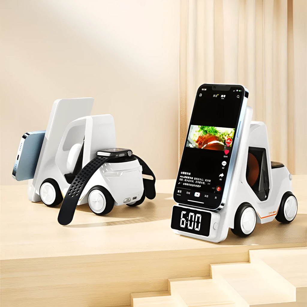 15W wireless fast charging phone bracket in grey, orange, white, or yellow colour.