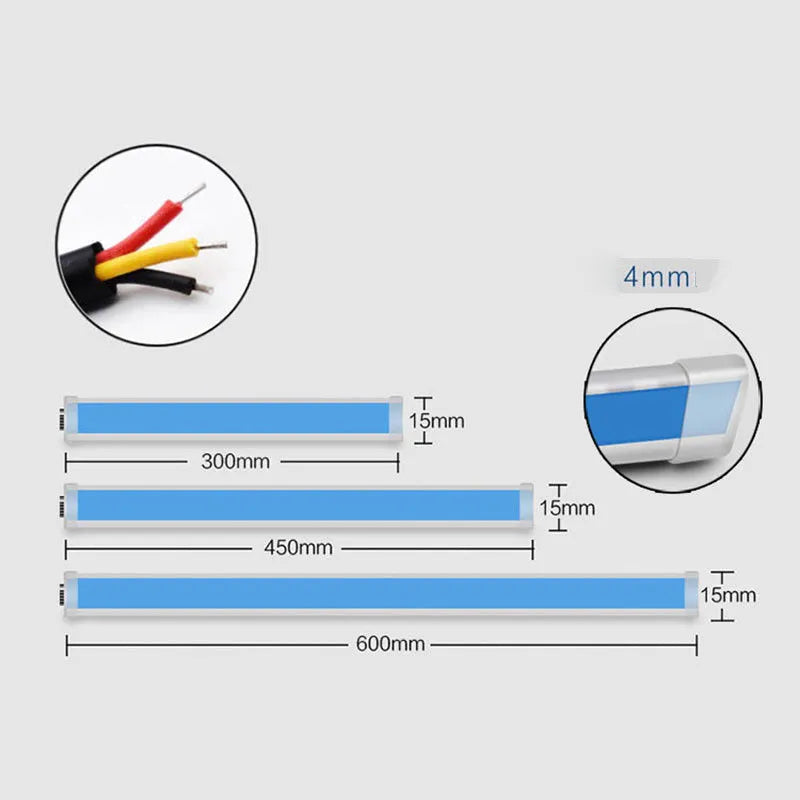 Flexible silicone car LED daytime running light strip with flowing turn signal functionality mounted on vehicle headlight