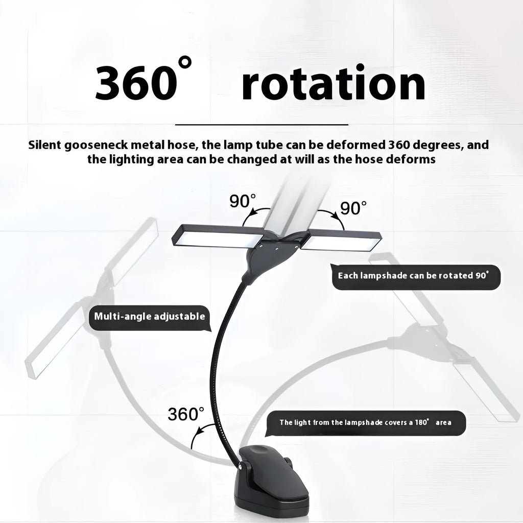 Rechargeable music stand light with 28 LED bulbs in black, pink or white plastic housing