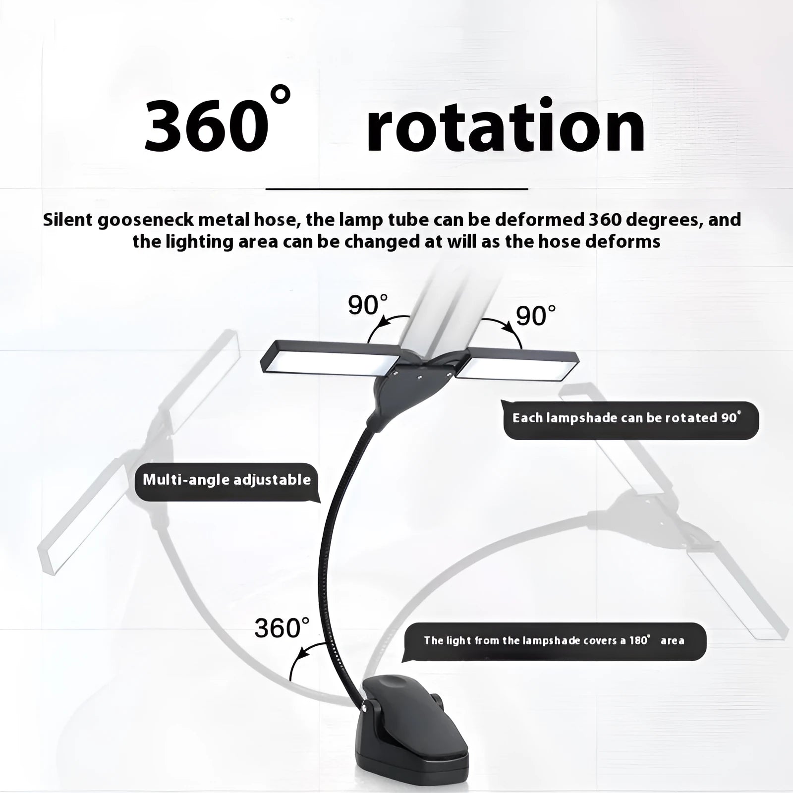 Rechargeable music stand light with 28 LED bulbs in black, pink or white plastic housing