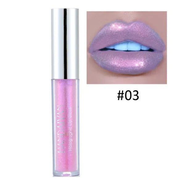 Polarized lip gloss in multiple shades with high-shine finish and wand applicator