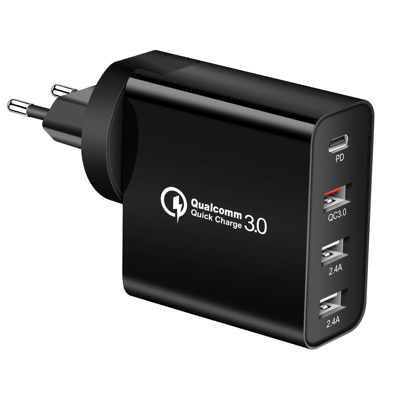 48W four-port USB-C mobile phone charger with worldwide plug options
