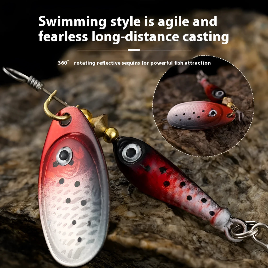 Rotating sequins hand-cranking metal composite simulation fishing lure in blue, size 9g 7cm