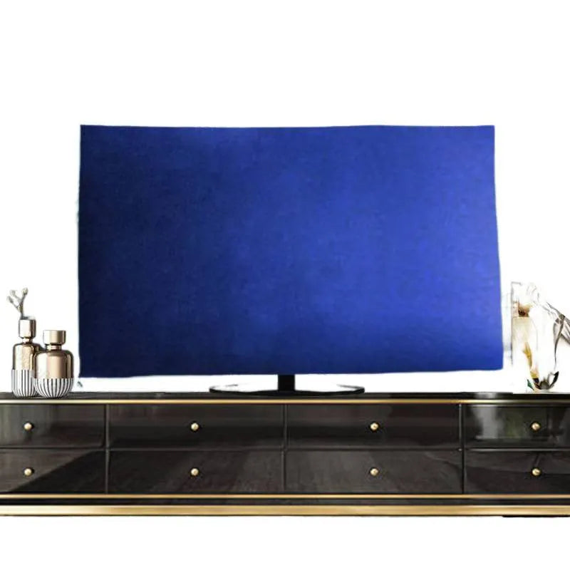 Soft velvet fabric TV cover towel for LCD television screens in pink colour.