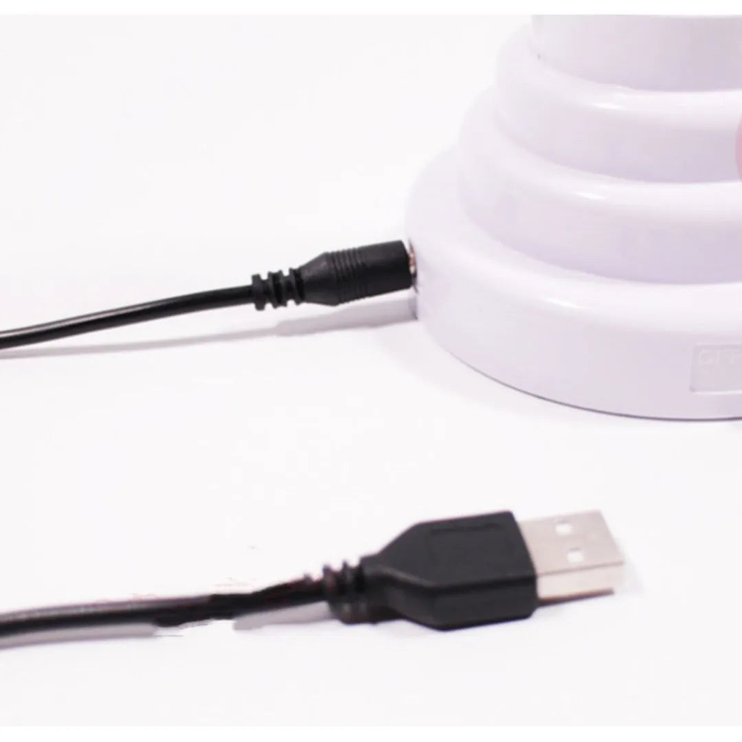 White tube bamboo shape desktop lamp with green LED lighting in two size options