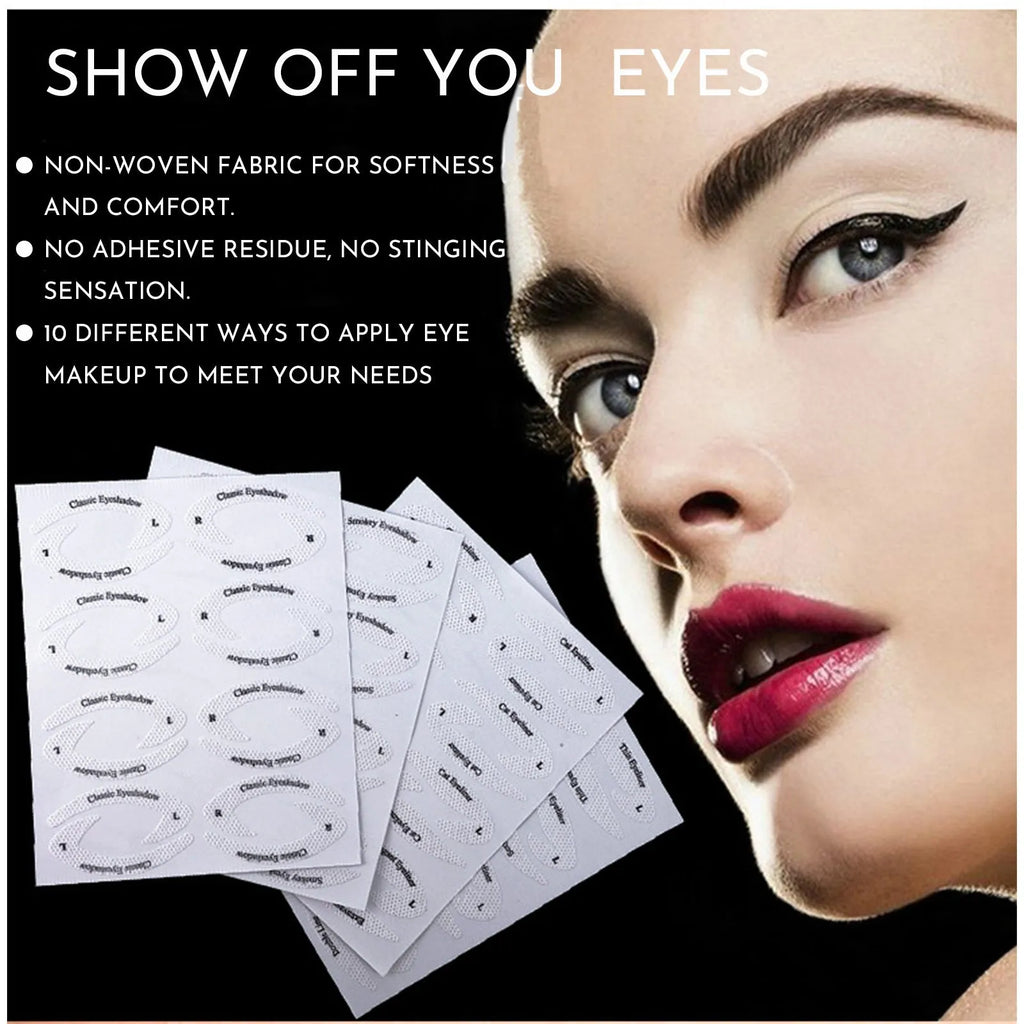 Set of four reusable flexible eyeliner sticker templates for creating winged eyeliner and eyeshadow looks.