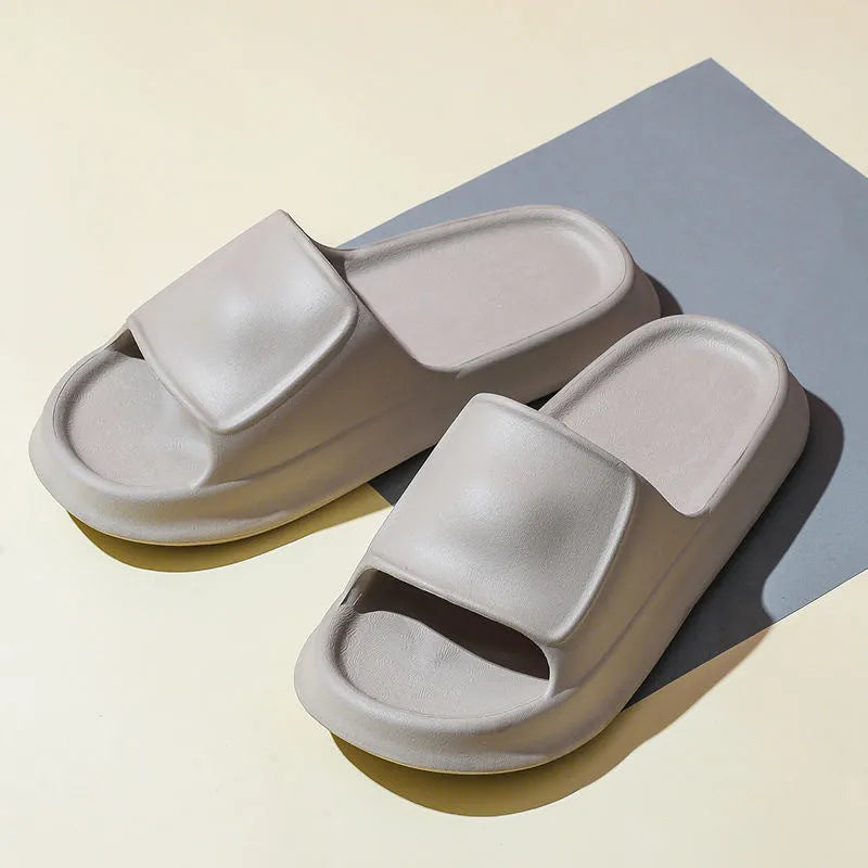 White EVA flip-flop slippers with thick 3.5 cm non-slip sole for bathroom use