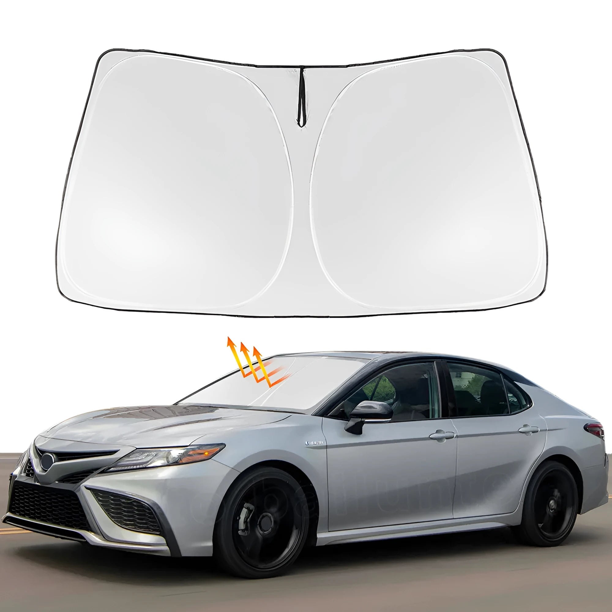 Silver tape car front windshield sunshade cover for a NOAH XOVY 90 series vehicle.