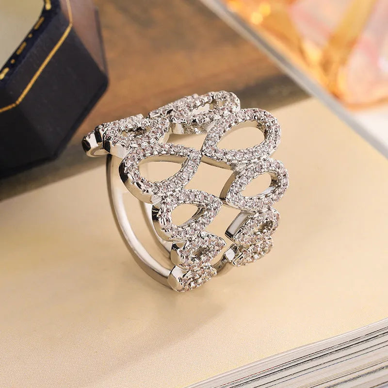 Gold-plated copper women's ring with hexagon zirconia stone in colour KYRA01804