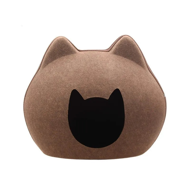 Enclosed felt cat litter house in grey, size 54x38x45cm, with entry hole on front side
