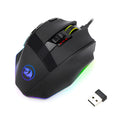 Black Redragon M801P wireless gaming mouse with multiple buttons on ergonomic right-handed design