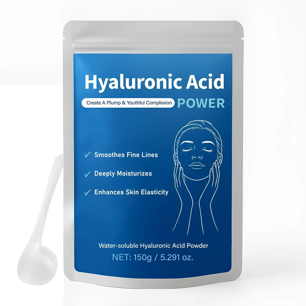 150g container of pure white hyaluronic acid powder for DIY skincare