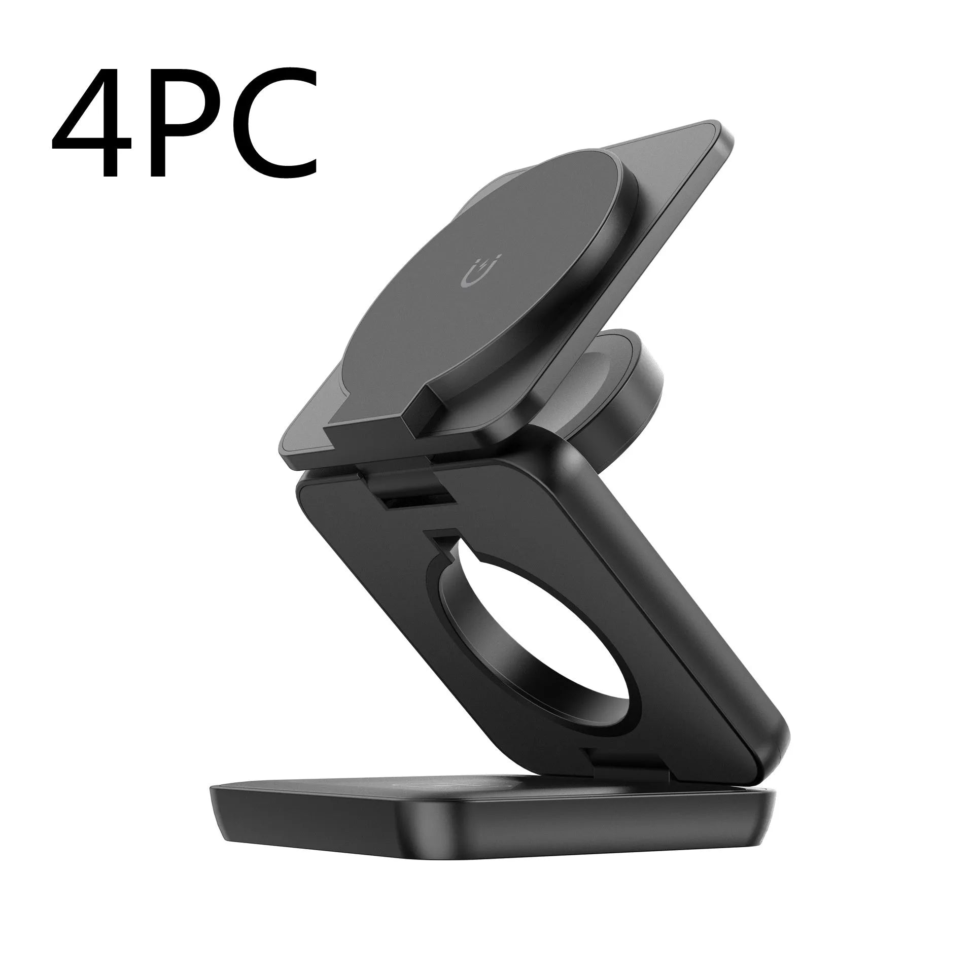 Foldable magnetic wireless charger phone holder in black or white with QC3.0 fast charging