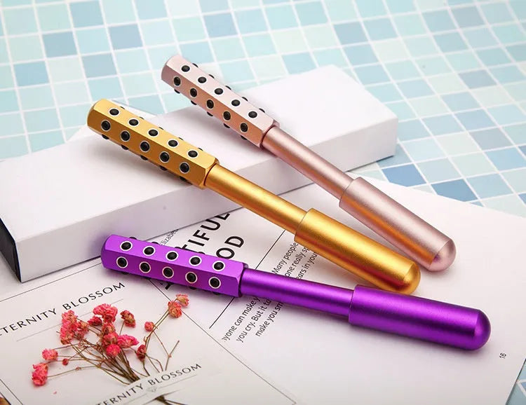 Germanium particles roller beauty massage instrument in purple colour, 193mm handheld facial massage device