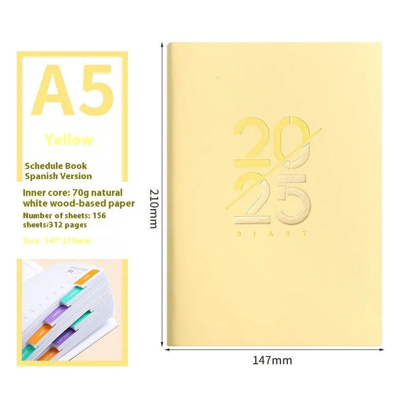 A5 soft faux leather daily planner in multiple colours with 150 sheets of Dorian paper
