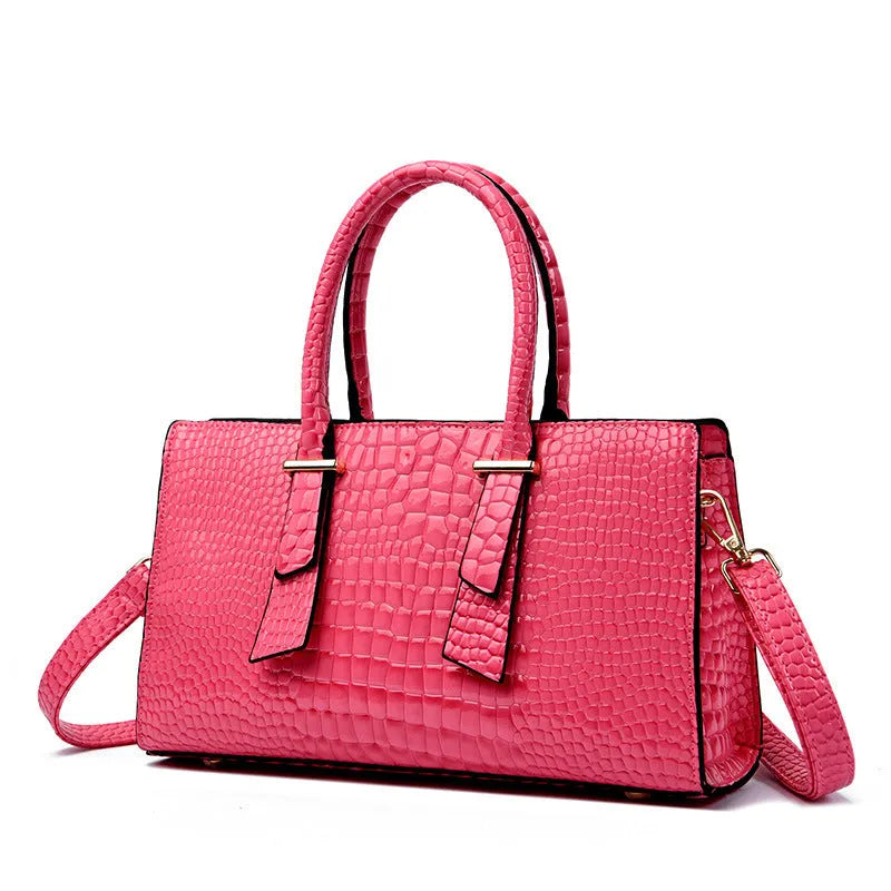 Women's retro crocodile pattern PU shoulder messenger bag in khaki colour