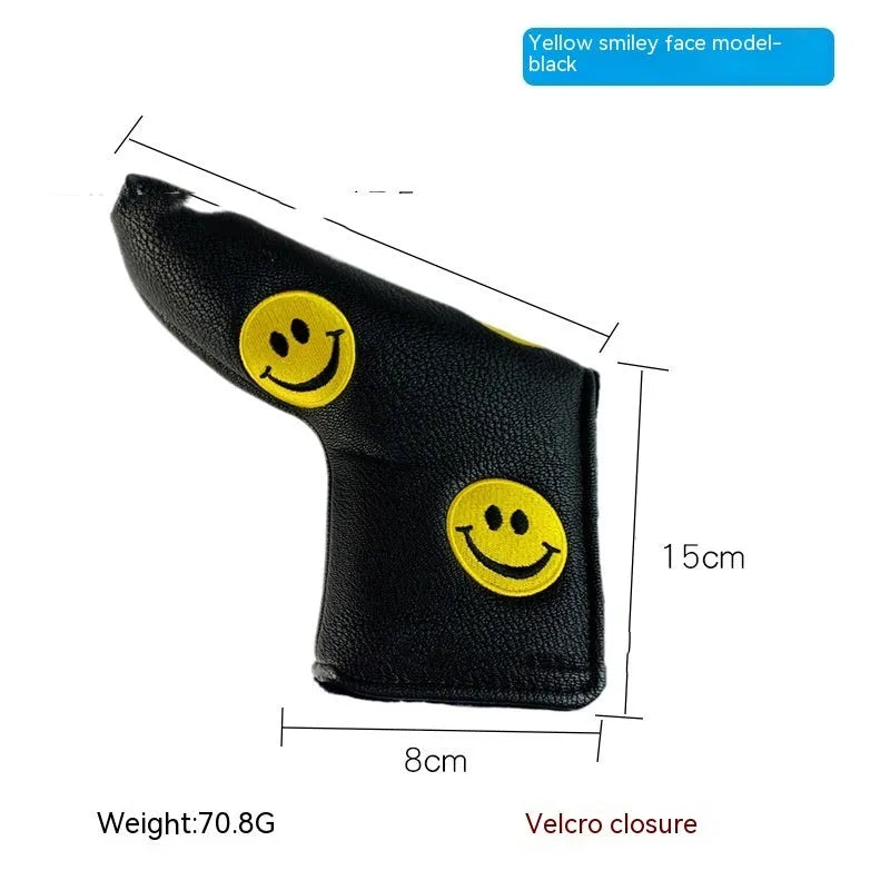 Colourful golf putter sleeve for straight bars with novelty designs and waterproof PU construction