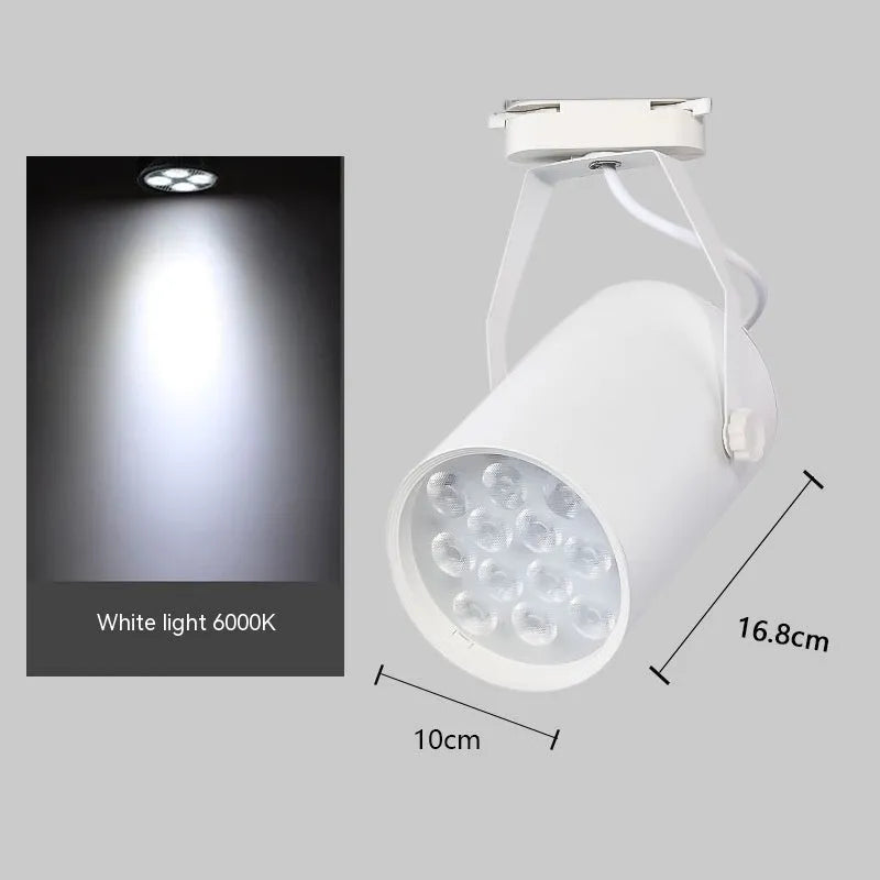 LED track spotlight with open-mounted slide design on black aluminium shell