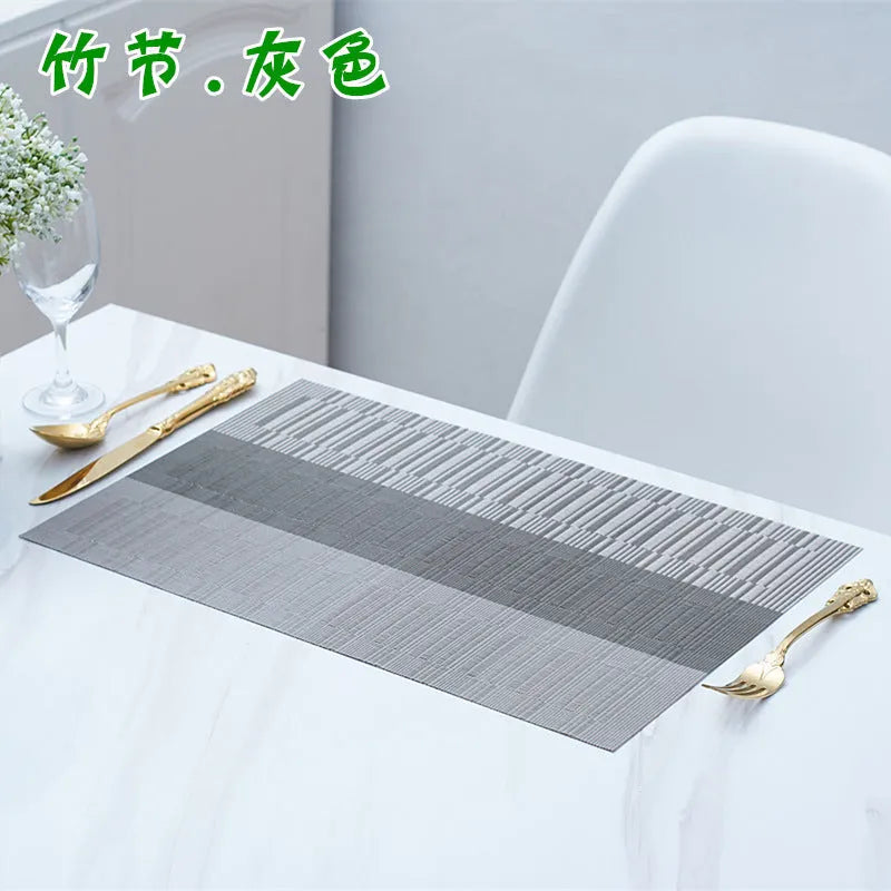 PVC non-slip kitchen dish mat in gradient bamboo black colour on a countertop