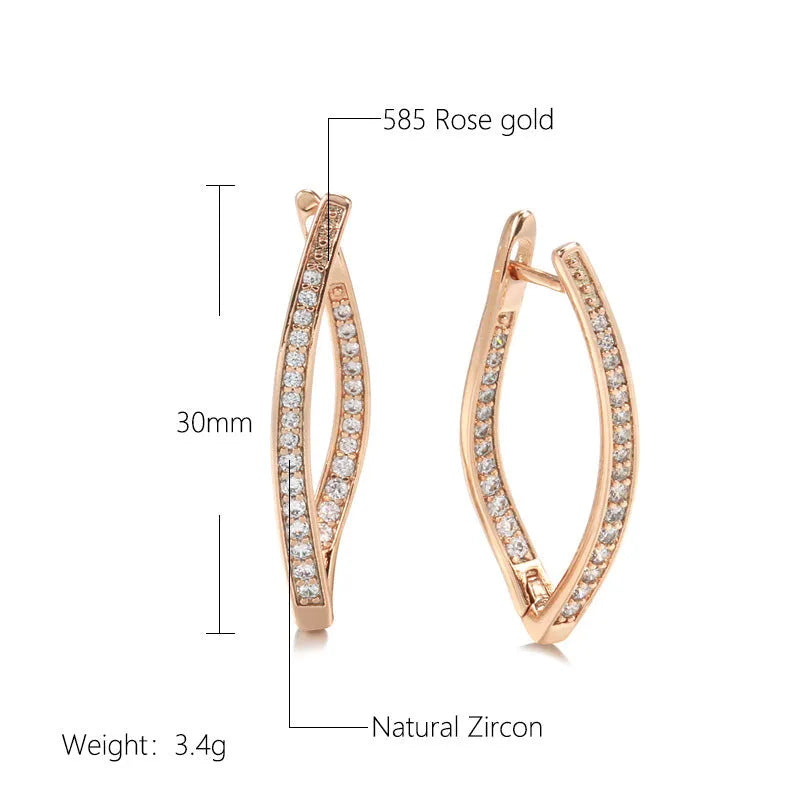 Pair of geometric zircon drop earrings for women in copper with H0493 colour