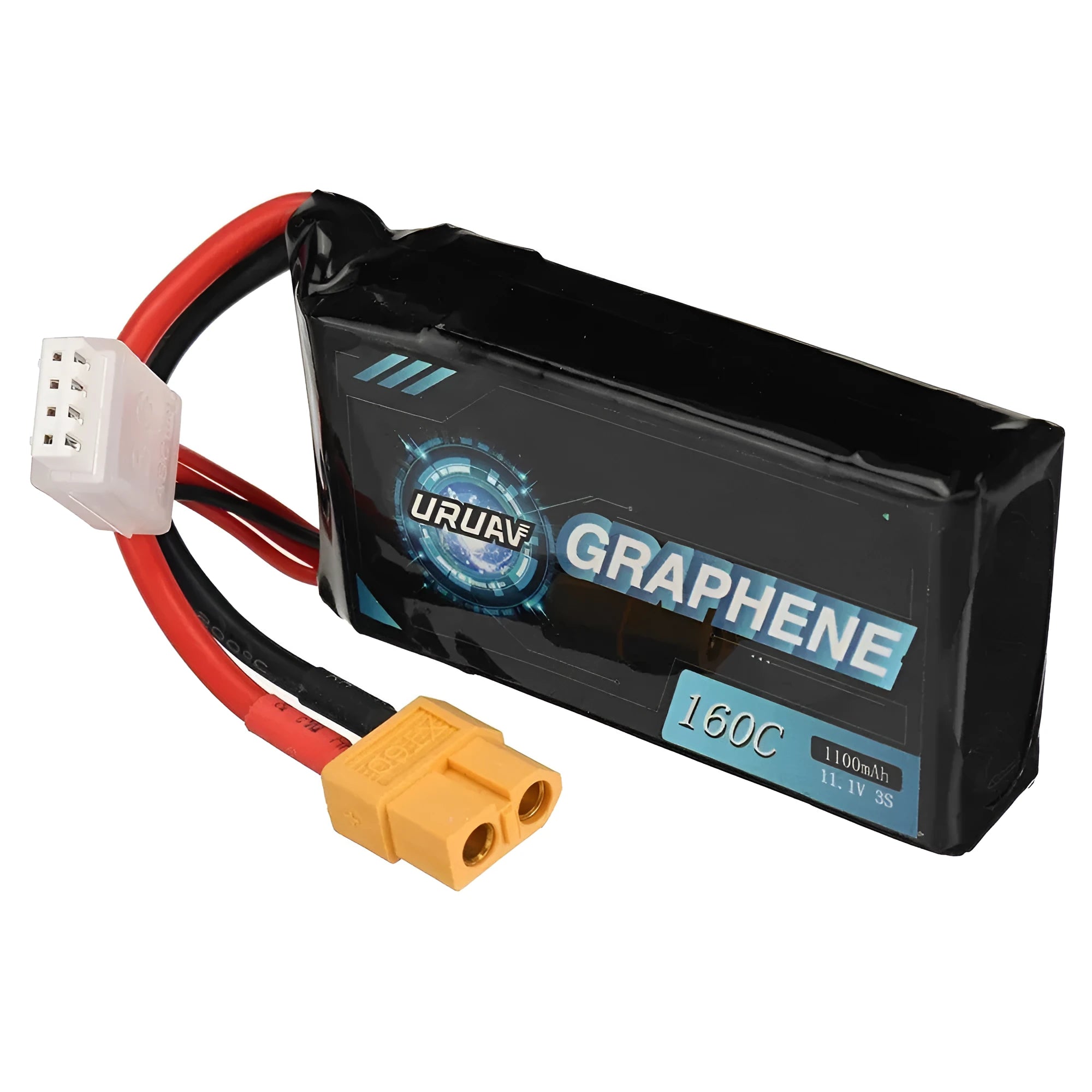 7.4V 1200mAh lithium battery for RC model cars and boats with compact 15x36x70mm dimensions