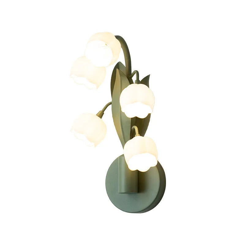 French pastoral wall lamp with modern minimalist design and PC shade, showing tricolour green light option