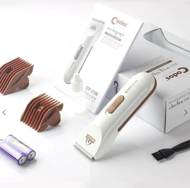 White pet hair clipper with ceramic blade for grooming cats and dogs