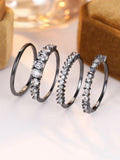 Round copper ring set with cubic zirconium electroplated finish in gold white diamond colour unisex style