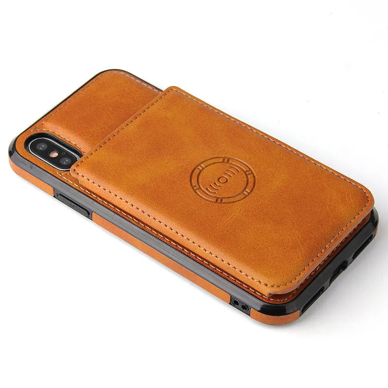 Imitation leather card wallet phone case for iPhone 11 in a choice of solid colours.