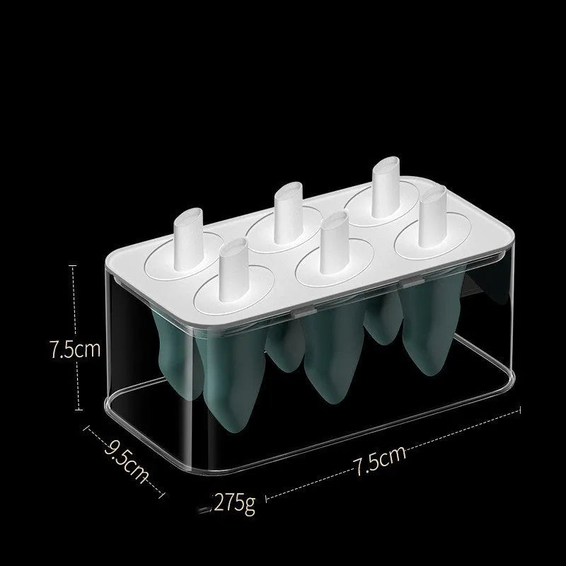 Silicone ice cube mold in green with 7.5x9.5x7.5cm format for homemade popsicles